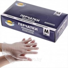 Перчатки виниловые (100шт/уп) размер S, M, L, XL