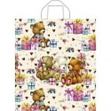 Пакет с петлевой ручкой ПНД 38*42 40мкм рисунок в ассортименте, упаковка 50шт 