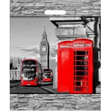 Пакет с вырубной усиленной  ручкой ПВД 38*45 60мкм в ассортименте, упаковка 50шт 