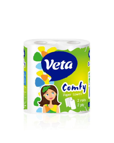 Полотенца бумажные двухслойные белые Veta Komfi