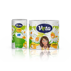 Туалетная бумага двухслойная белая Veta Aroma, упаковка 4 рулона