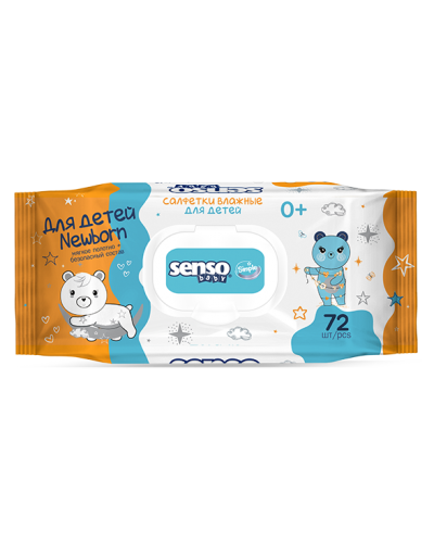 Влажные салфетки Senso baby Simple детские (х72 шт/пачка) с клапаном